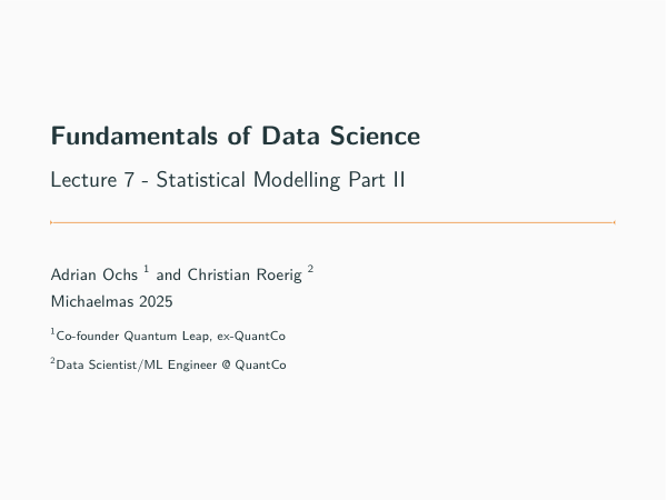 Statistical modelling
