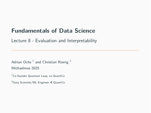 Evaluation and interpretability